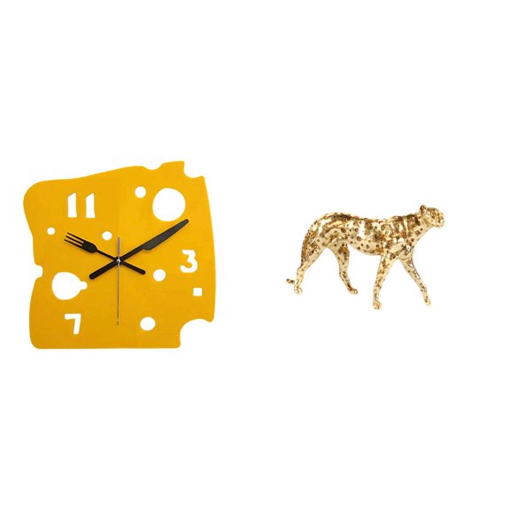YWMJZEU Wall Clock Desktop Clock Tabletop Clock Hanging Clock Featuring Resin Acrylic Construction Cheetah Ornament With Silent Mechanism Suitable For Office Counter Living Room Desktop