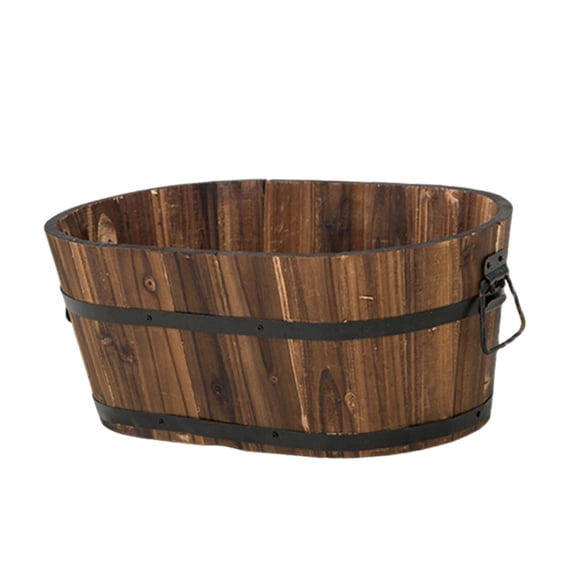 YWMJZEU Wood Flower Pot Barrel Planter Decorative Versatile Farmhouse with Drainage Hole Medium