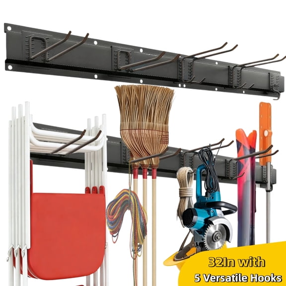YWMVH Garage Tool Organizer Wall Mount, Heavy Duty Tool Storage Rack with Hooks, Wall Mounted Tool Holder for Garage, Workshop, Garden