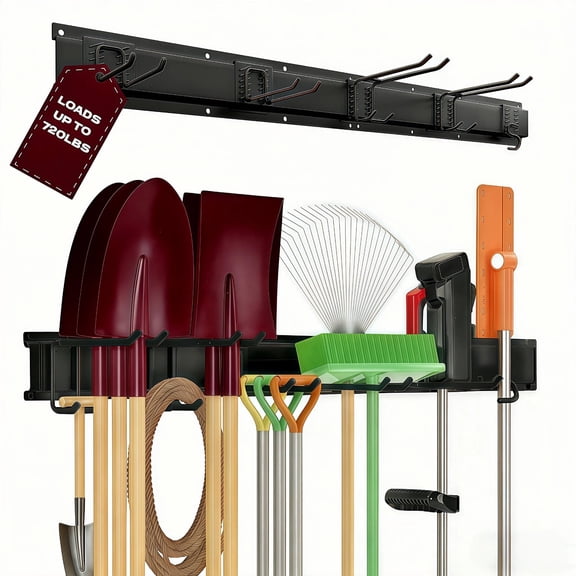 YWMVH Garage Tool Organizer Wall Mount Garage Wall Organizer With 5 Adjustable Heavy-Duty Hooks, Garden Tool Organizer Large Storage Space, Sturdy Design for Efficient Tool Storage Organization