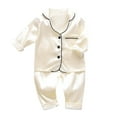 thumbnail image 1 of YWOAGH Boys Pajamas&nbsp;Set with Long Sleeve Cartoon Animal Bear Print Homewear for Children Ages 6 Months to 3 Years White 80, 1 of 4