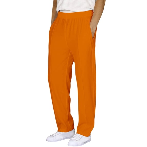 YWOAGH Boys Pants Solid Color Casual Long Trousers with Comfortable Elastic Waist for Everyday Play and School Wear Dress Pants Orange 7-8 Years