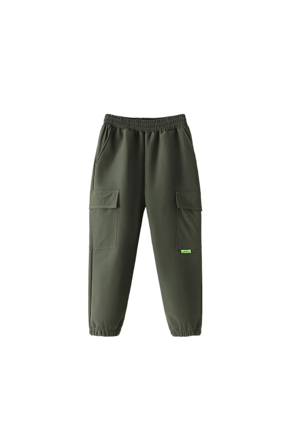 Boys Winter Cargo Pants Thermal Insulated Winter Pants for Kids Cold Weather Outdoor Play Comfortable Dark Green 8-10 Years