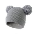 thumbnail image 1 of YWOAGH Cozy Knitted Winter Hats For Kids Soft Flannel Lined Warm Cap With Double For Cold Weather Outdoor Light Gray 2-8, 1 of 3