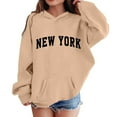 thumbnail image 1 of YWOAGH Girls Hoodies Long Sleeve Pullover Casual Comfortable Loose Fit Graphic Printed Sweatshirt for Kids Daily Wear Khaki_03 12-13 Years, 1 of 4