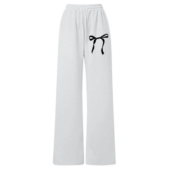 YWOAGH Girls Loose Fit Bowknot Back Pocket Jogger Pants Straight Leg Casual Athletic Girls Sweatpants for Toddler Youth Teen Comfort Play Outfit Grey 8-9 years