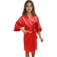 thumbnail image 1 of YWOAGH Girls Pajamas&nbsp;Like Satin Kimono Robe for Spa Wedding Birthday Party Child Childrens Pure Color Thin Bathrobe Homewear for Ages 5 to 14 Red 11-12 Years, 1 of 4