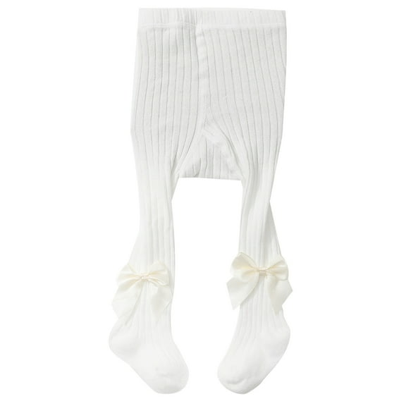 Bmisegm Girls Socks Tights with Bow Design Soft Stretchy Leggings for Toddler Girls Comfortable Everyday Casual Outfit White 0-6 Months