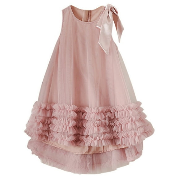 YWOAGH Girls Summer Dresses Fashion Bow Knot Casual Party Dress for Toddler Kids Comfortable Playwear Outfit Girls Dresses Pink 2-4 Years