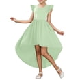 thumbnail image 1 of YWOAGH Girls Summer Flapper Sleeve High and Low Formal Dresses Fly Skirt Swing Dress for Special Events Green 5-6Years, 1 of 4