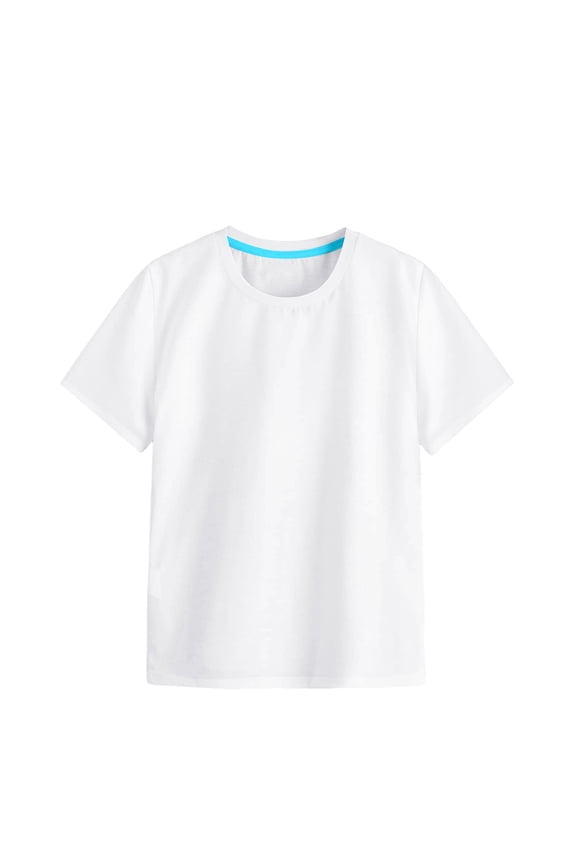Girls Tshirts Soft Cotton Crew Neck Short Sleeve Color Printed Kids Short Sleeve White 3-4 Years