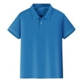 thumbnail image 1 of YWOAGH Kids Boys Girls Comfortable Short Sleeve Shirts with Button Closure Soft Fabric Shirt Dark Blue 5-6 Years, 1 of 5