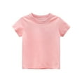 thumbnail image 1 of YWOAGH Kids Girls Boys Short Sleeve Basic T Shirt Casual Summer Tees Shirt Tops Solid Color for Children Comfortable Wear Pink 6 Years, 1 of 2