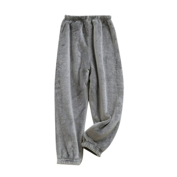 YWOAGH Kids Girls Solid Flannel Pajama Pants Soft Home Pants Elastic Waist Warm Trousers for Sleepwear Grey 4-5 Years