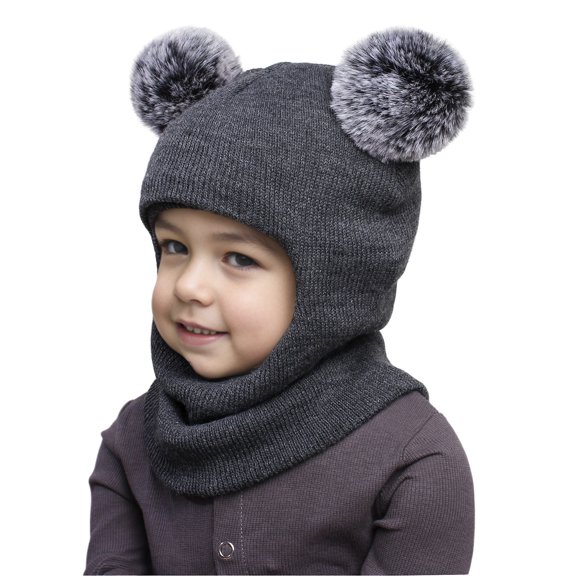 YWOAGH Kids Hats & Caps Warm Hooded Winter Scarf for Children Baby Care Knit Cap and Scarf Set Gy2 One Size