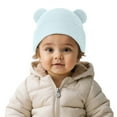 thumbnail image 1 of YWOAGH Kids Hats & Caps Winter Knitted Hat For Kids With Adorable Bear Ears Soft Stretchy Warm Cap For Boys And Girls Sky Blue 0-3, 1 of 6
