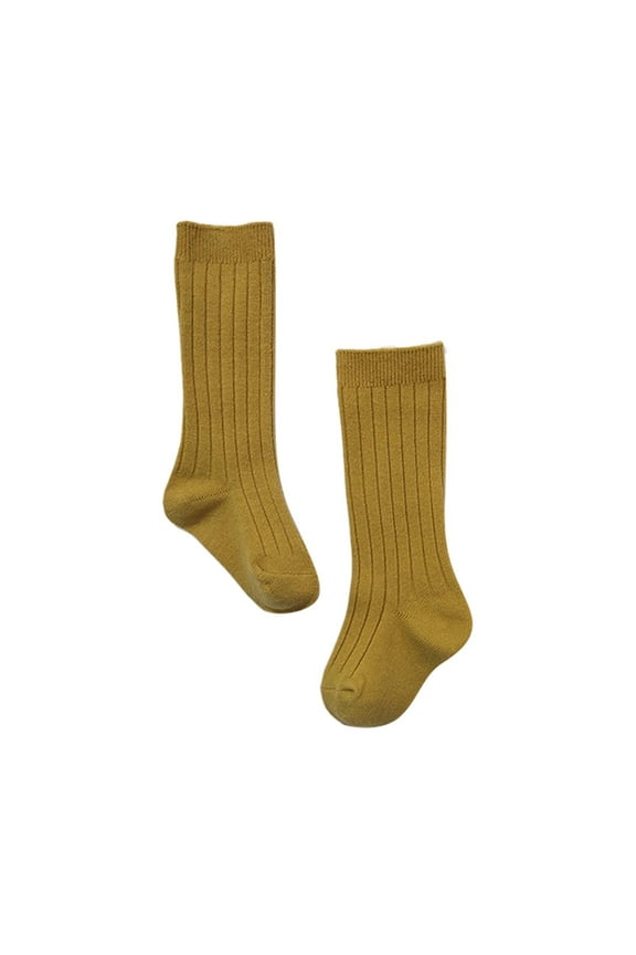 Kids Sock Baby Toddlers Girls Middle Socks Pack Bow Ribbed Long Stockings Ruffled School Leggings Yellow 1-3 Years
