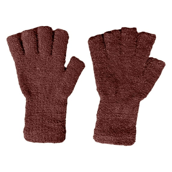 YWOAGH Extra Long Wrist Fingerless Winter Gloves for Kids Thermal Knitted Mittens for Boys and Girls Warmth Coffee One Size