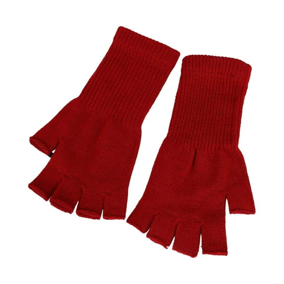 YWOAGH Kids Solid Color Fashionable Acrylic Long Sleeve Thermal Half Finger Mittens for Winter Outdoor Play Rd2_01 One Size