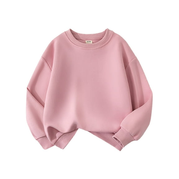 YWOAGH Kids Sweatshirts Basic Crewneck Pullover Long Sleeve Solid Color Casual Top for Toddler Boys and Girls Autumn Pink 3-4 Years
