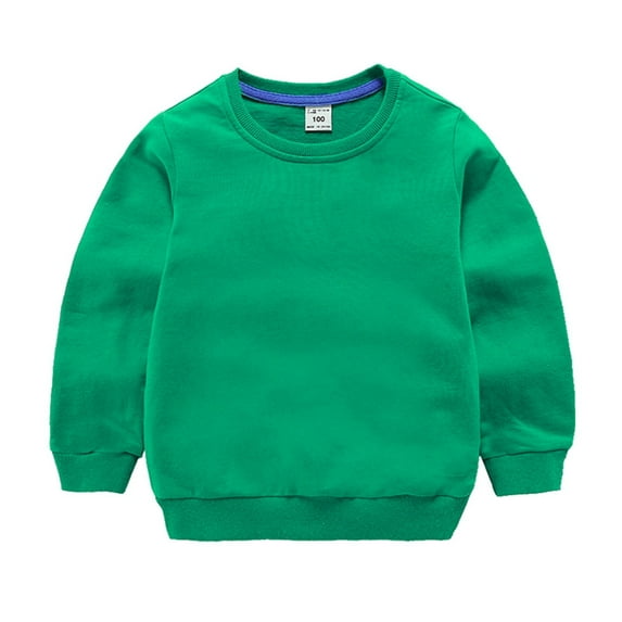 YWOAGH Kids Sweatshirts Solid Color Fashion Loose Warm Long Sleeve Pullover Tops for Baby Boys and Girls Green 5-6 Years