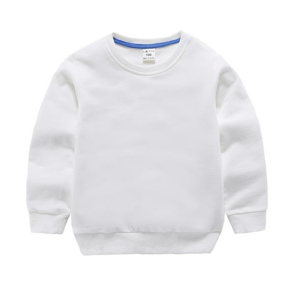 YWOAGH Kids Sweatshirts Solid Color Fashion Loose Warm Long Sleeve Pullover Tops for Baby Boys and Girls White 6-7 Years