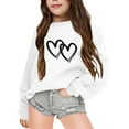 thumbnail image 1 of YWOAGH Sweatshirts for Girls Casual Long Sleeve Round Neck Pullover Loose Fit Top with Letter Print Autumn and Winter White 9-10 Years, 1 of 6