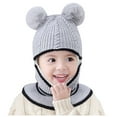 thumbnail image 1 of YWOAGH Windproof Winter Hat with and Scarf for Toddlers Warm Knitted Cap for Boys and Girls Grey_01 One Size, 1 of 3