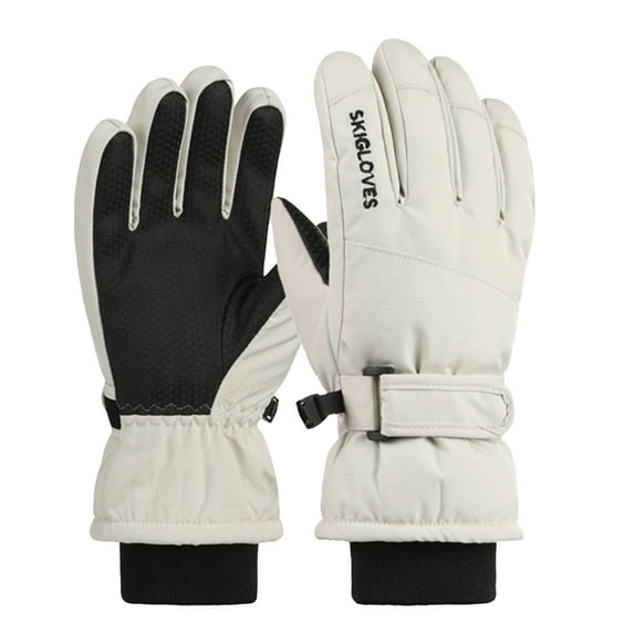 YWOAGH Winter Gloves For Kids Ski Gloves With Wool Full Finger Thermal Knit For Boys And Girls White 6-12 Years