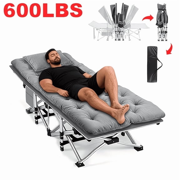 YWORVI 59/75-inch Comfort Folding Bed: A comfortable folding camping bed with an extra-large, thickened mattress. It can support 220/500/600/700 lbs. Portable guest bed with an ergonomic design and s