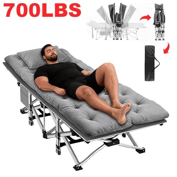 YWORVI 59/75-inch Comfort Folding Bed: A comfortable folding camping bed with an extra-large, thickened mattress. It can support 220/500/600/700 lbs. Portable guest bed with an ergonomic design and s