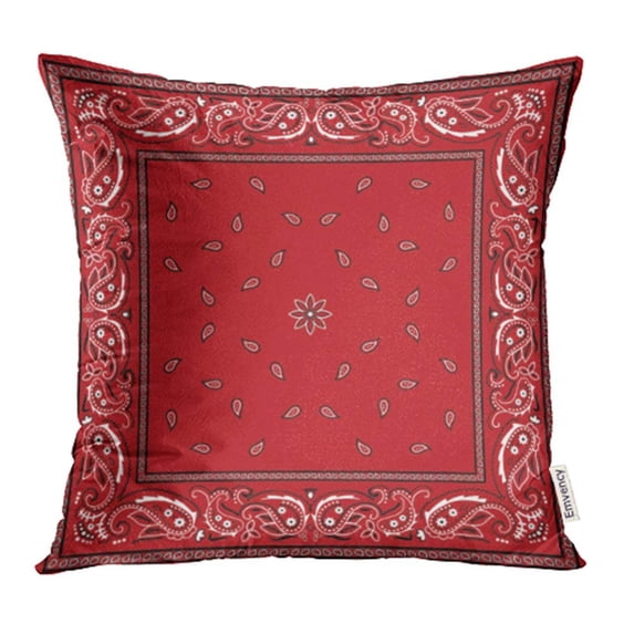 YWOTA Colorful Border Red Bandana Paisley Bandanna Classic Black Scarf Vintage White Pillow Cases Cushion Cover 20x20 inch