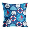 thumbnail image 1 of YWOTA Red Sail Sailing Ships and Whales Pattern White Cute Nautical Sailor Sailboat Ahoy Pillow Cases Cushion Cover 16x16 inch, 1 of 1