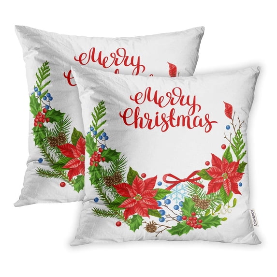 YWOTA Winter Plants Merry Christmas Holiday Forest Branches in Vintage Pillow Cases Cushion Cover 20x20 inch