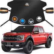 Gilysido 600D Windshield Sun Cover with Side Mirror for Most Vehicles, Heavy Duty, 70 x 50 Inch