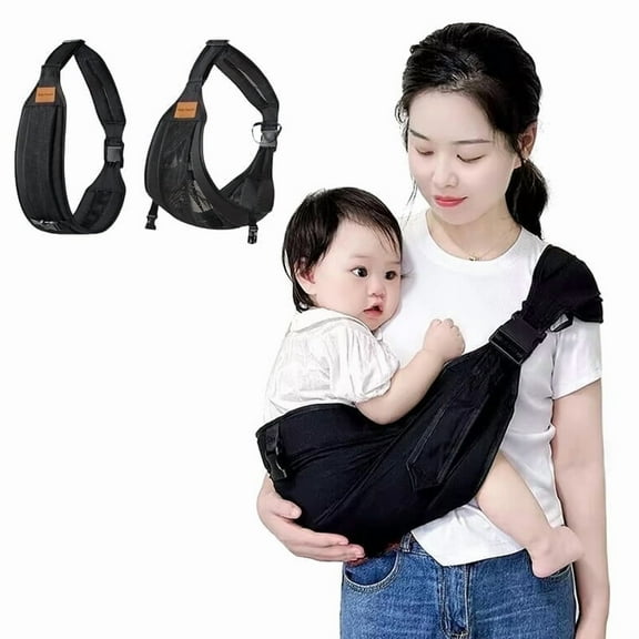 GrowAlong Baby Sling Carrier for Toddler, Safety & Non-Slip, Lightweight & Adjustable Black Mesh Baby Carrier