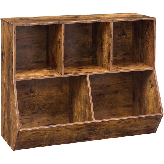 YX Kids Bookshelf, Bookcase Footboard, Toy Storage Cubby, 35.4" L Children's Toy Shelf, Toy Storage Cabinet, Fit for Children's Room, Playroom, Hallway, Kindergarten, Rustic Brown BF32CW01