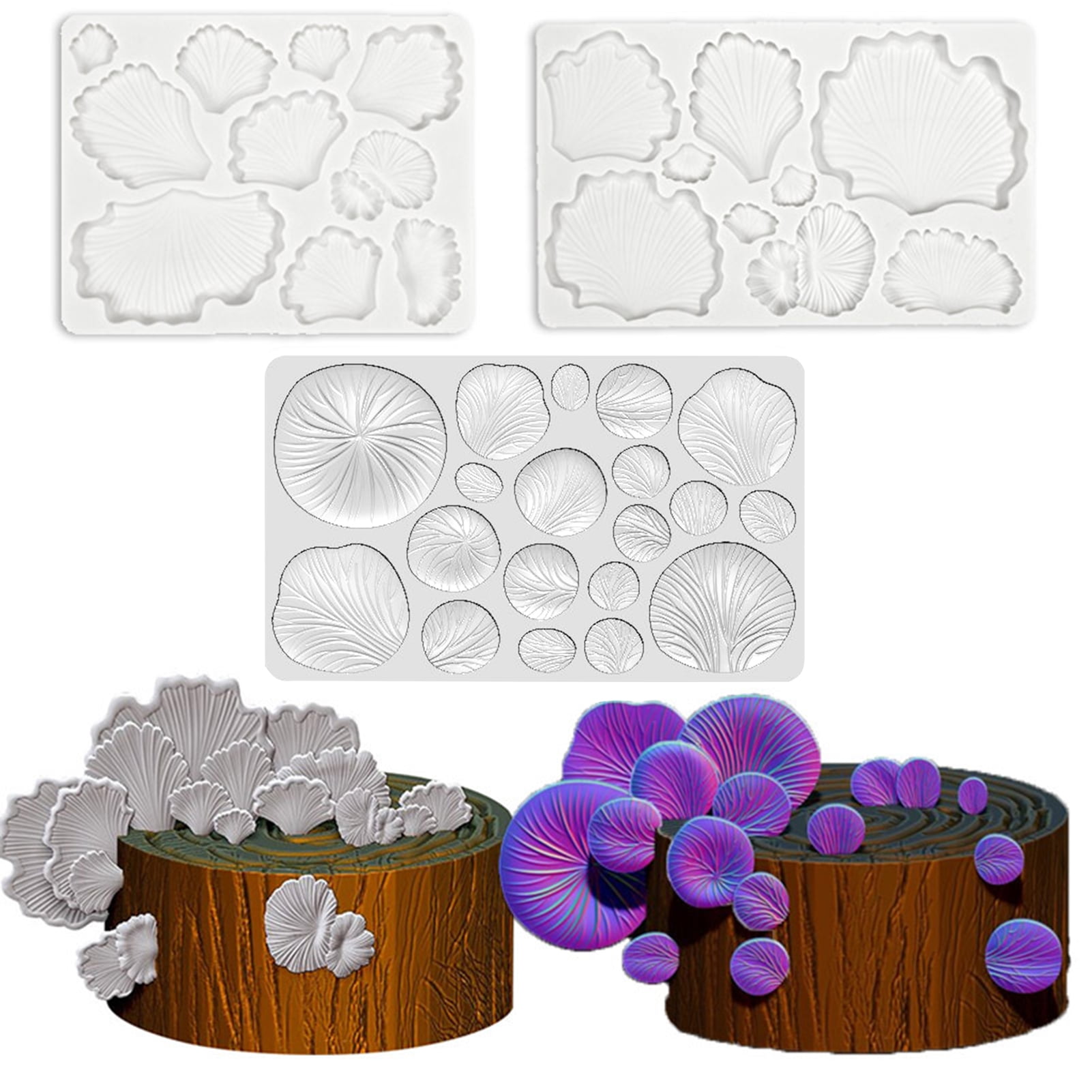 Flower Molds Set of Four Flexible Silicone Moulds Food Safe