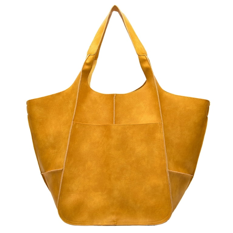 YX STORE Oversized Bag Solid Color Large Capacity Faux Leather
