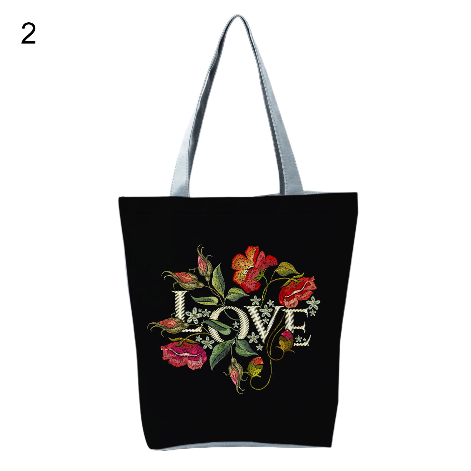 Ladies Flower Print Convenient Travel Can Be Folding Canvas Tote Bag