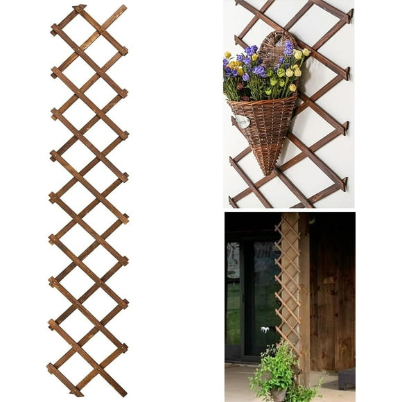 GrowAlong Brown Wood Rectangle Trellis for Climbing and Air Plants Outdoor Vertical Rack Wall Decor