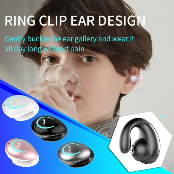 YX08 Bluetooth 5.0 Wireless Earring-Clip Earbuds – All-Day Sport & Drive-Ready Open-Ear Headphones, Low-Latency Sports Earphones, Hi-Fi Surround Sound