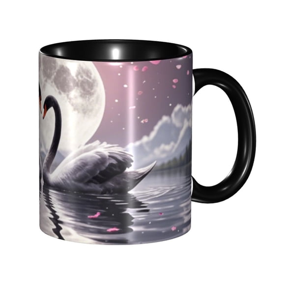 YXCXGO Coffee Mugs, 11.5 Oz Petal Swan Coffee Mugs For Men & Women With Handle For Coffee, Tea, Cocoa, Ceramic Mugs For Women Men, Housewarming Gifts