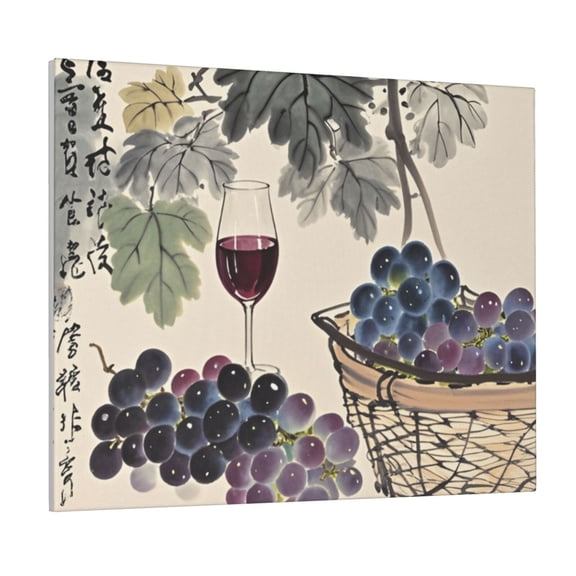 YXCXGO Decorations For Bedroom Grapes And Wine On Canvas Framed Hanging Wall Decoration 16x20 In Canvas Decorative Picture