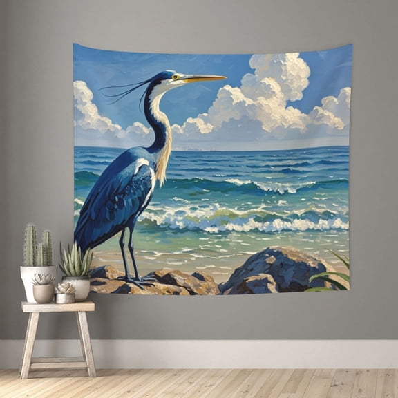 YXCXGO Funny Blue Heron And The Sea Featured Tapestryfor Men Guys Bedroom, Tapestries For Bedroom Decor 50x60