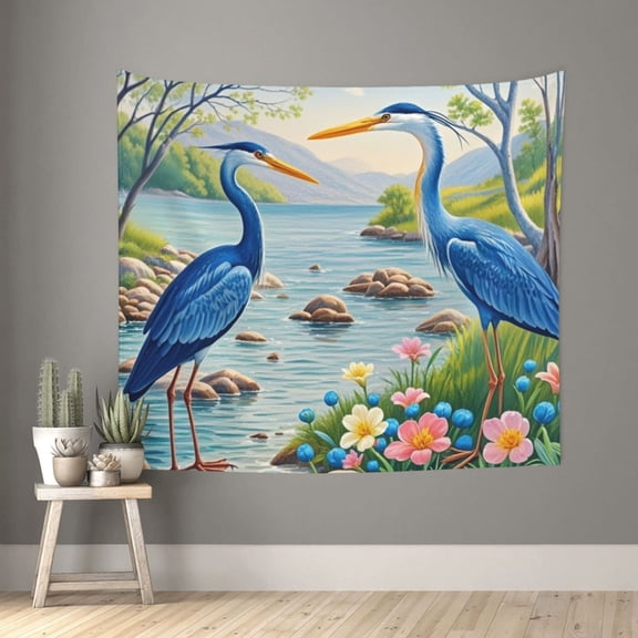 YXCXGO Funny Egret By The Stream Featured Tapestryfor Men Guys Bedroom, Wall Blanket Decor 50x60