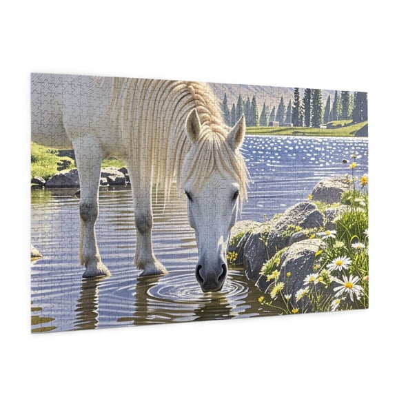 YXCXGO Horse Drinking Water By The Stream Jigsaw Puzzless For Adults 1000 Pieces, Piece Relax Puzzless, Home Decor Wooden Puzzles Picture
