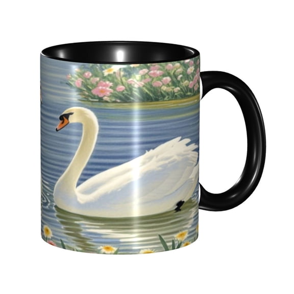 YXCXGO Mugs With Handle Hot Cocoa Cups Cups Cute White Swan Ceramic Mugs Gifts For Mother's Day Cute Coffee Mug Set 11.5OZ