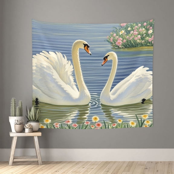 YXCXGO Wall Featured Tapestry White Swan Decorations For Bedroom For Bedroom Living Room 50x60