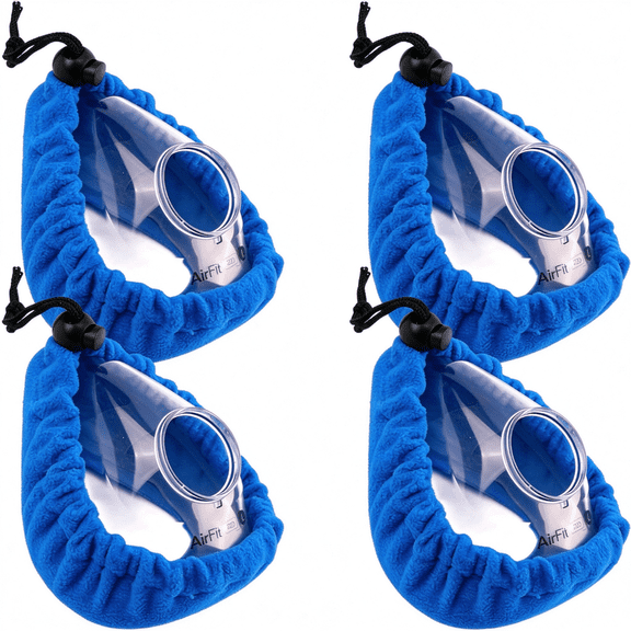YXMEIGUO 4 Pack CPAP Mask Liners Complitable for F20 & F10 Full Face Mask Cushions, Soft Fleece Mask Covers with Adjustable Drawstring, Reduces Air Leaks & Pressure Marks, Blue